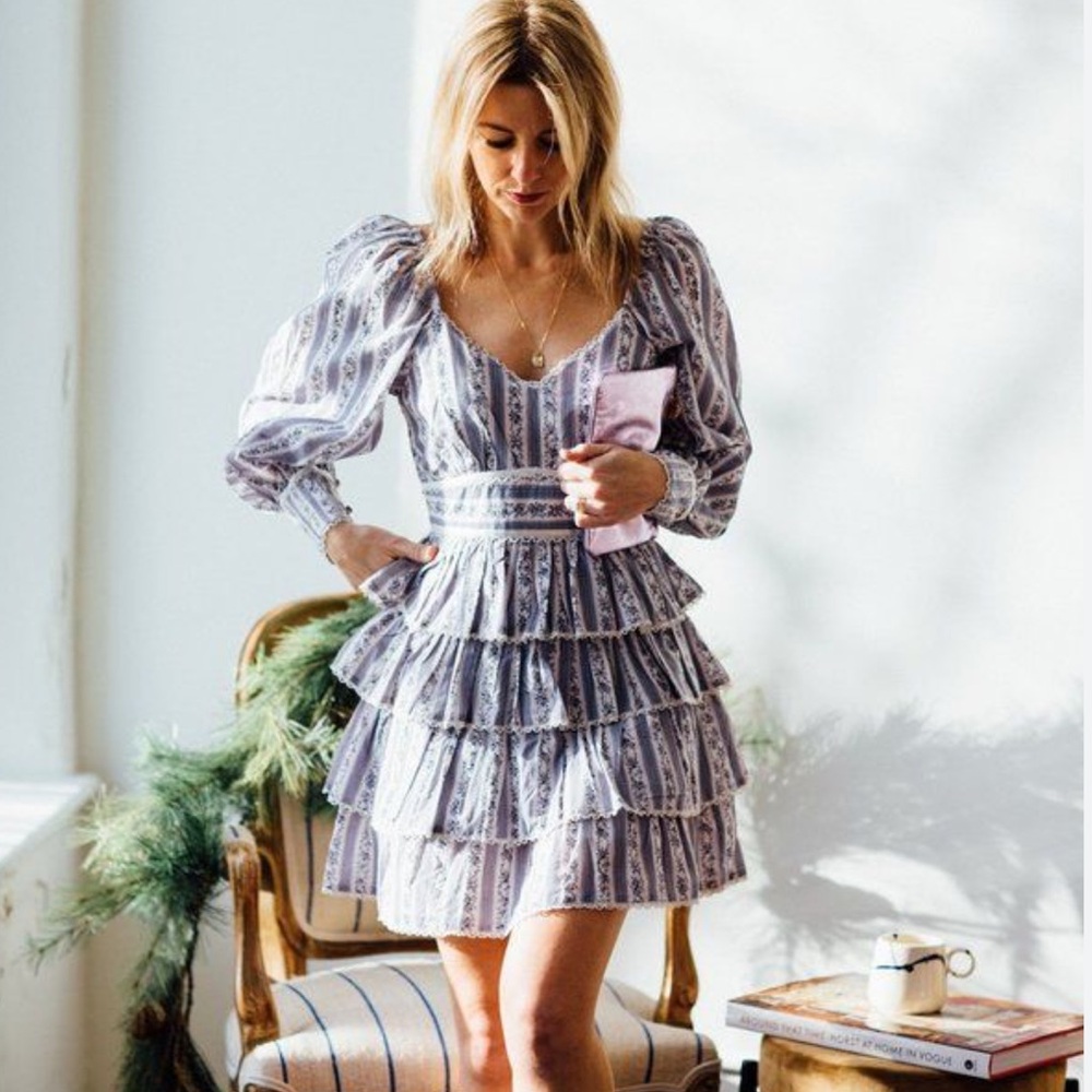 LoveShackFancy Blue and White Striped Mini Dress - Picture 8 of 8
